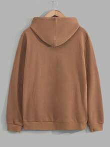 EURMUSE Men Cottonline Letter Printed Regular Hoodie - Brown - View 2