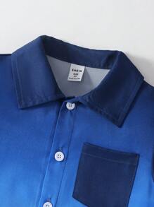 1pc Multi-Color Gradient Pocket Boys Casual Shirt, Suitable For Commuting, School, Outdoor Activities, And Any Occasion - Multicolor - View 5