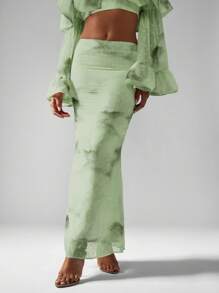 MISSGUIDED Ethereal Watercolor Tie Dye Maxi Skirt , Occasion Evening Party Wedding Guest Spring Summer Resort Wear