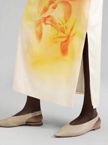 Ontre 2025 Autumn/Winter Seasonal Dress, Floral Print Long Sleeve Dress, Elegant Acetate Gown