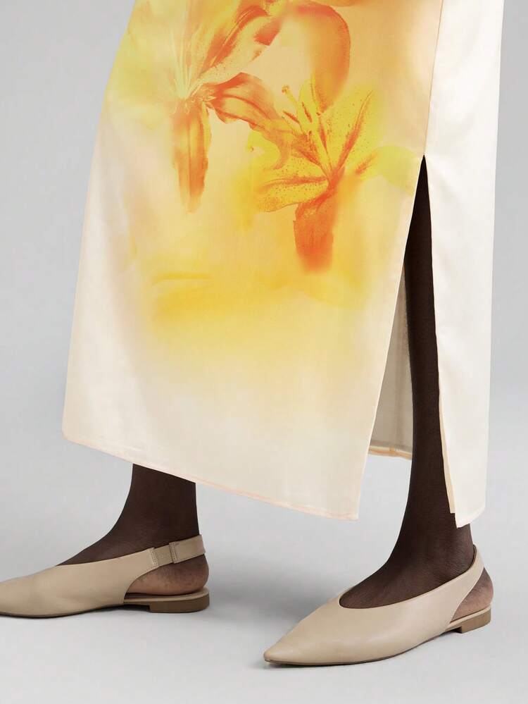 2025 Autumn/Winter Seasonal Dress, Floral Print Long Sleeve Dress, Elegant Acetate Gown