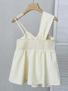 SHEIN 女士休闲不对称吊带无袖纯色背心，适合日常穿着 - 杏色 - 查看 2