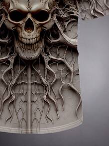 Manfinity LEGND Men's Summer Casual Skull Print Round Neck Short Sleeve T-Shirt