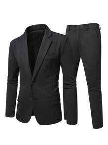 Manfinity Mode Conjunto de 2 piezas para hombre talla grande: chaqueta y pantalón de unicolor