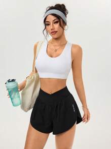 Easithlete Casual Versatile Solid Color Women V-Waist Loose Fit Shorts For Summer Sports Workout Short Black Workout Shorts