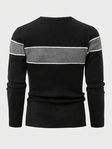 Jersey regular de punto de canalé con bloque de color para hombre