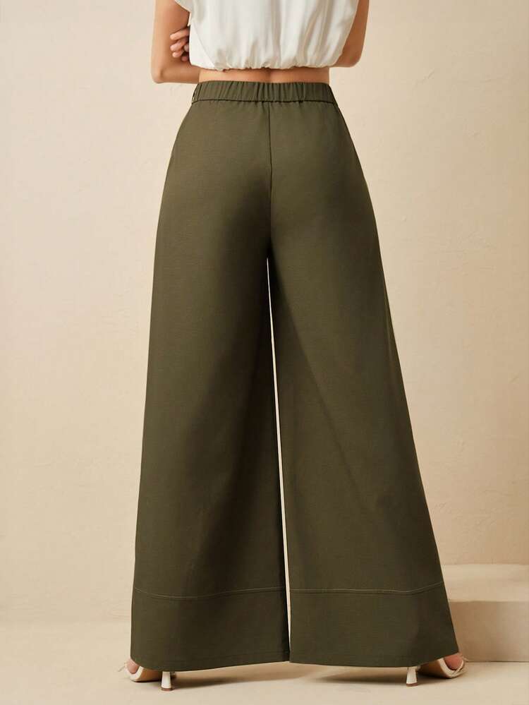New Loose Relaxed Fit Flowy Wide Leg Pants, Lightweight For Summer