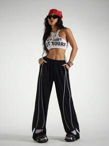 StreetHx Streetwear Women's Loose Casual Number 69 Graphic Sweatpants, Baggy Pants, Sports Sporty Style Graduation,Back To School Outfits,Graduation,Teacher Outfits For Women,Back To School Fall Cloth For Women