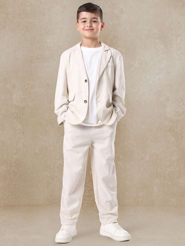 SUMWON Set de pantaloni de vară de lux, sacou, costum formal din două piese, costum clasic, croit, stil de designer, pentru ceremonie, colecție de primăvară la modă