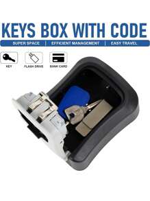 1pc Key Lock Safe Box, Wall-Mounted Key Lock Box, Outdoor Key Storage Cabinet, Combination Code Key Box With Alumimum Alloy Cylinder, High-Strength Material Housing Anti-Smash/Explosion/Lock, Reprogrammable Code, 6 Key Capacity, For Indoor/Outdoor/Garage/Garden/Shop/Construction Site