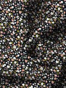 EMERY ROSE Camisa suelta de verano con estampado floral, estilo de vacaciones, para mujeres de talla grande, cuello en V rosa, mangas cortas, ropa de verano para mujer, ropa de vacaciones para mujer - Negro - Ver 3