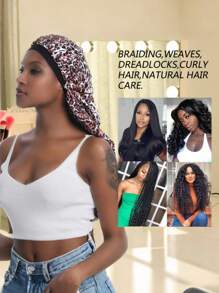 2 mũ trùm đầu bằng lụa khi ngủ, mũ trùm đầu bằng vải satin, mũ trùm đầu bằng lụa mềm co giãn, khăn quấn tóc bằng lụa cho tóc xoăn (vàng đen) mũ trùm đầu - Nhiều màu - Xem 5