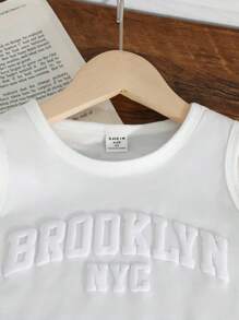 SHEIN 男童休闲无袖印花背心，白色，夏季 - 白色 - 查看 7