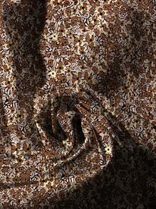 Linhara Blusa casual da donna taglie forti con stampa floreale, collo rotondo e maniche a volant - Castano - Visualizzare 4