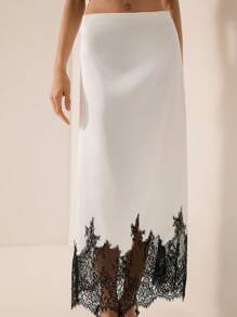 Aveloria Rosie Elegant French Design Embroidered Splice Bodycon Skirt, Luxury Minimalist Style For Women - White - View 4