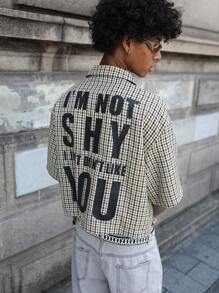 PAVTROS 男士短袖宽松廓形剪裁边缘编织格纹印花纽扣衬衫 Y2k 夹克 男士短款男士衬衫 男士短款衬衫 男士短款纽扣街头服饰 男士衬衫，街头服饰 - 彩色 - 查看 3