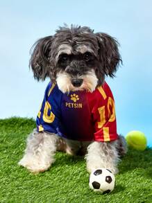 PETSIN 1pc Pet Cat & Dog Universal Jersey, Fashionable Casual Sports Style Ombre Letter Print, Comfortable Dog Uniform