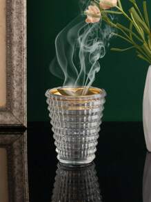 SHEIN 1 件小号圆形波浪纹玻璃香炉，玻璃花瓶 - 透明礼物生日毕业香炉 - 無色 - 查看 4