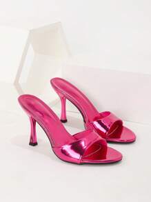 CUCCOO SZL Women's Metallic Pointed Toe High Heel Party Sandals - Hot Pink - View 2