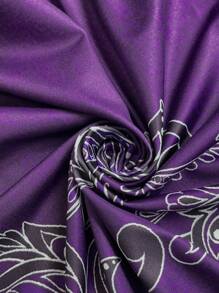 EMERY ROSE Fashionable Versatile Short Sleeve Round Neck Asymmetrical Hem Stretchy T-Shirt - Purple - View 6