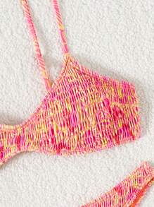 Swim Mod Women's Summer Spaghetti Strap Print Bikini Set, Tight Casual Vacation Two Pieces Swimsuit - Multicolor - View 4