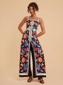 Travachic Summer Casual Holiday Pants For Date Outings, Long Women's Casual Pants With Decorative Buttons On The Chest Featuring Tropical Plant Prints For Vacation, Summer Beach Pants For The Holiday Season, School Uniform, Very Simple Outfit, Office Attire, Old Money Outfit, Teacher Outfit, Date Outfit, Graduation Season, Women's Independence Day Clothing, Casual Pants For Attending Wedding Season Sister Afternoon Tea Gatherings And Festivals