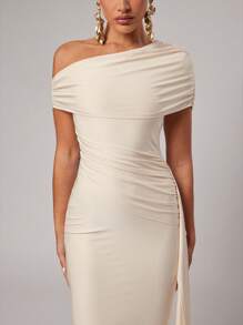 Silquee Váy Maxi Màu Trơn Cho Nữ, Váy Maxi Voan Xếp Ly Bất Đối Xứng Màu Đen Gợi Cảm Và Thanh Lịch, Váy Maxi Đen, Váy Maxi Thường Ngày, Váy Maxi Trang Trọng, Váy Maxi Dệt Kim, Váy Maxi Kỳ Nghỉ, Váy Maxi Kỳ Nghỉ Biển, Váy Maxi Đêm Hẹn Hò, Váy Maxi Siêu Dài, Váy Maxi Viền Xếp Ly Đen, Váy Maxi Dây Thắt Lưng Đen - Màu be - Xem 3