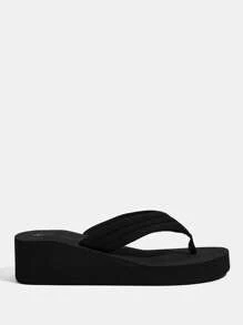 CUCCOO 时尚百搭纯色厚底人字拖凉鞋