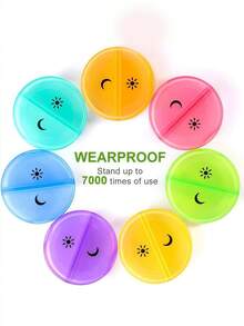 14-Grid Rainbow Round Pill Organizer – Detachable Weekly Pill Case For Travel, 7-Day Portable Medicine Container With Dispenser - Multicolor - View 11