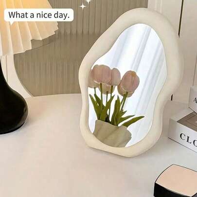 1 Piece, Asymmetrical Cloud Mirror Cream Style Dormitory Bedroom Desktop Asymmetrical Vanity Mirror Best Gifts Birthday Graduation Home Decor Back To School Room Decor School Supplies