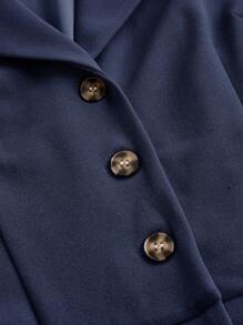 SHEIN MOD 复古海军蓝连体裤，配西装领和腰带，优雅连体裤，外出连体裤，西部连体裤，假日服装