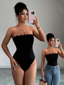 Rafferiza Body tipo tubo con volantes - Negro - Ver 1