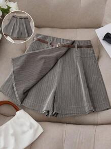 Franclia 女士直筒纹理短裤，夏季薄款休闲宽松百搭高腰短裤