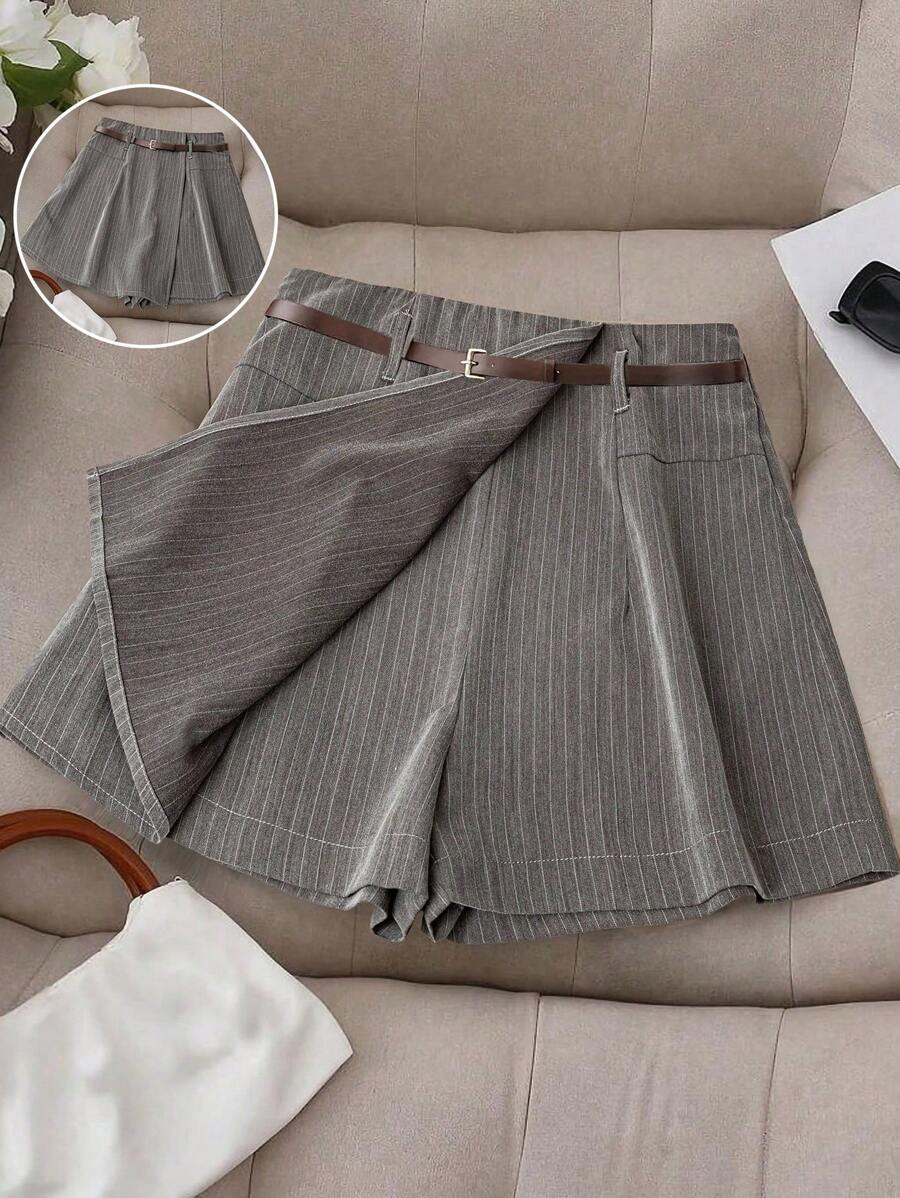 Franclia 女士直筒纹理短裤，夏季薄款休闲宽松百搭高腰短裤