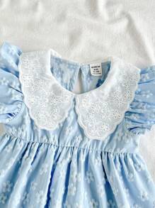 SHEIN Vintaside Kids Baby Mädchen süßes einfarbiges A-Linien Kleid mit Rüschenärmeln, Sommer