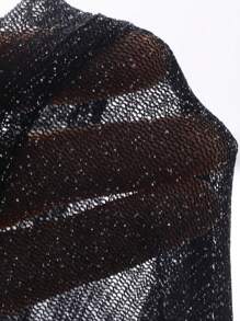 DAZY Solid Flounce Sleeve Top,Ruffle Sheer,Back To School Clothes - Black - View 9