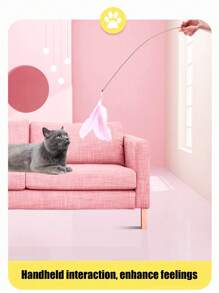 PETSIN 1 Piece Pet Cat Stick, Bell Long Rod Suction Cup, Can Be Held, Can Be Adsorbed, Feather Head Can Be Replaced, Self-Entertainmentpression Bite-Resistant Cat Toy, Pet Toy, Pet Supplies - Multicolor - View 7