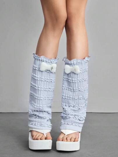 Kawaii 1 Pair Blue Cute Leg Warmers For Women