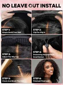 QUICK WEAR Curly Half Wig Human Hair 3-In-1 Half Wig Seamless Water Wave Wig Flip Over Human Hair No Glue No Lace 180% Density 14-28 Inches Natural Black Color With Natural Hairline Beginner Friendly Sport Vacation Travel Festival Prom Outdoor Cosplay Campus School Beach Wedding Camping Holiday Outfits Summer Outfits Vacay Vibes Charm Elegant Casual Y2k Fashion Styles Ss25 Keywords - S1 - View 8