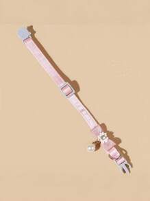 Cat Collar Detached, Cat Collar With Pearl Pendant Quick Release Clasp Pink Bow Adjustable Baby Kitten Collar Polyester White Bead Cat Buckle Adjustable With Flower Decoration Cat Collar Pet Necklace Dog Collar Is Suitable For Fashion Pet Cats And Dogs