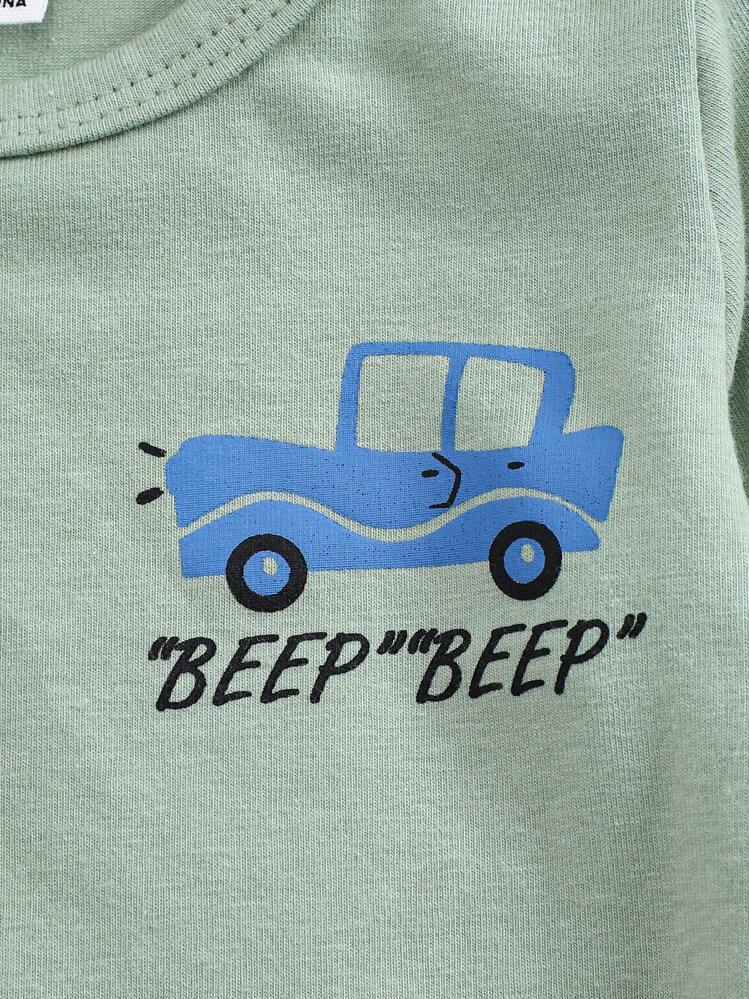 زوج من طقم بذلة كاملة بنقشة سيارة ذات كم طويل مع ش...