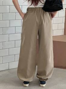 Dazy Kids Pantaloni larghi con pieghe e tasche, casual e comodi, adatti per ragazze adolescenti, versatili