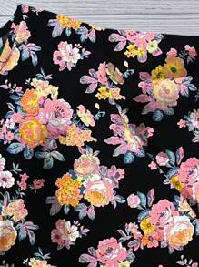 SHEIN LUNE 大码女式圆领花卉印花休闲夏季衬衫 - 粉色 - 查看 4