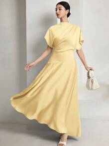 Heiryn Váy tối giản màu trơn dành cho nữ, mặc hàng ngày - Màu vàng - Xem 6