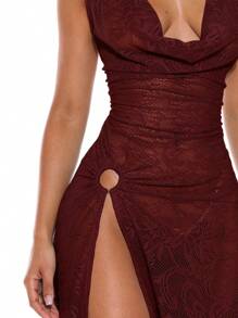 Musera Resort فستان ماكسي غطاء مفصل بالدانتيل مع شق في الجانب وحلقة عند الرقبة، مناسب للصيف والربيع والعطلات والعطلات الساخنة والنوادي في إيبيزا والشواطئ وحفلات الزفاف وحفلات عيد الميلاد والنهضة والخريف والشتاء