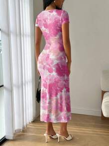 Modelyn Vestido de sirena de verano con escote de volantes y ajustado al Body - Multicolor - Ver 2