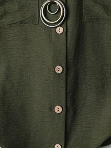 Linhara Plus Size Women's Solid Color Full Button Down Collar Short Sleeve Double Pocket Casual Comfortable Fashion Shirt