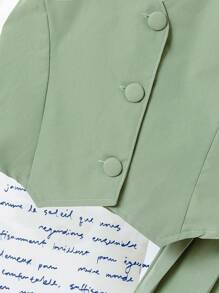 2 件套幼儿女童 3D 纽扣装饰休闲露背背心和百褶裙套装，适合夏季、通勤、休闲