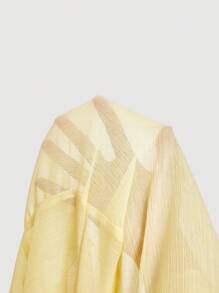 SHEIN MOD Váy xòe tay lỡ màu vàng thắt eo - Màu vàng - Xem 5