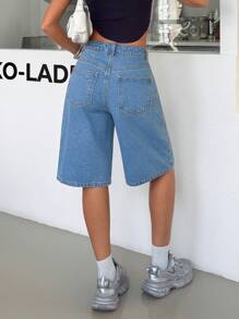 SHEIN SHORT EN JEAN AMPLE A TAILLE BASSE STYLE DECONTRACTE STREETWEAR POUR FEMMES